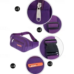 Black Waterproof Waist Bag – Multi-Pocket Fanny Pack for Travel, Hiking, Running, and Outdoor Sports