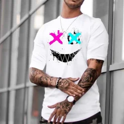 Black White T shirt Tee Casual Style Men's Graphic 100% Cotton Shirt Sports Casual Shirt Short Sleeve Comfortable Tee Outdoor Street Summer Fashion Designer Clothing S M L XL XXL