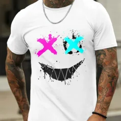 Black White T shirt Tee Casual Style Men's Graphic 100% Cotton Shirt Sports Casual Shirt Short Sleeve Comfortable Tee Outdoor Street Summer Fashion Designer Clothing S M L XL XXL