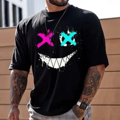 Black White T shirt Tee Casual Style Men's Graphic 100% Cotton Shirt Sports Casual Shirt Short Sleeve Comfortable Tee Outdoor Street Summer Fashion Designer Clothing S M L XL XXL