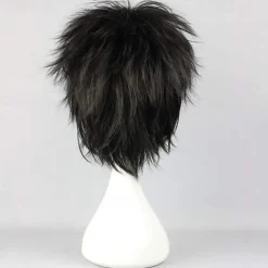 Black Wigs for Men Cosplay Wig Synthetic Wig Curly Asymmetrical Wig Short Black Synthetic Hair 12 Inch Men's Fluffy Black Halloween Wigs