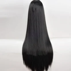 Black Wigs for Women The Addams Family Wig Long Black Wig Cosplay Wig Synthetic Wig Cosplay Wig Long Azure Light Brown Lake Blue Blonde Pink Synthetic Hair 34 Inch Women'S Halloween Wigs