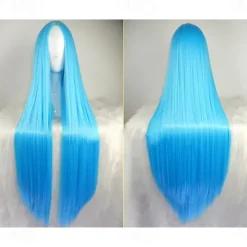 Black Wigs for Women The Addams Family Wig Long Black Wig Cosplay Wig Synthetic Wig Cosplay Wig Long Azure Light Brown Lake Blue Blonde Pink Synthetic Hair 34 Inch Women'S Halloween Wigs