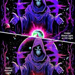 Blacklight Tapestry UV Reactive Glow in the Dark Glow Party Skulls Psychedelic Trippy Misty Hanging Tapestry Wall Art Mural for Living Room Bedroom