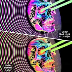 Blacklight Tapestry UV Reactive Glow in the Dark Glow Party Skulls Psychedelic Trippy Misty Hanging Tapestry Wall Art Mural for Living Room Bedroom