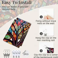 Blacklight Tapestry UV Reactive Glow in the Dark Glow Party Neon Unicorn Animal Psychedelic Trippy Misty Hanging Tapestry Wall Art Mural for Living Room Bedroom