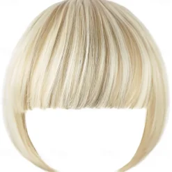 Blonde Bangs Clip in Bangs Blonde Clip in Thick Natural Full Front Neat Bangs Straight Fringe Bang with Temples One Piece Hairpiece