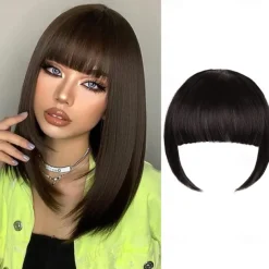 Blonde Bangs Clip in Bangs Blonde Clip in Thick Natural Full Front Neat Bangs Straight Fringe Bang with Temples One Piece Hairpiece