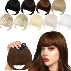 Blonde Bangs Clip in Bangs Blonde Clip in Thick Natural Full Front Neat Bangs Straight Fringe Bang with Temples One Piece Hairpiece