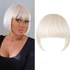 Blonde Bangs Clip in Bangs Blonde Clip in Thick Natural Full Front Neat Bangs Straight Fringe Bang with Temples One Piece Hairpiece