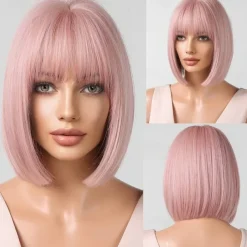 Blonde Bob Wig with Bangs 13 Short Bob Wigs for Women Short Blonde Wig with Dark Roots Heat Resistant Synthetic Wig Natural Looking for Daily Use Party and Cosplay