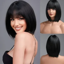 Blonde Bob Wig with Bangs 13 Short Bob Wigs for Women Short Blonde Wig with Dark Roots Heat Resistant Synthetic Wig Natural Looking for Daily Use Party and Cosplay
