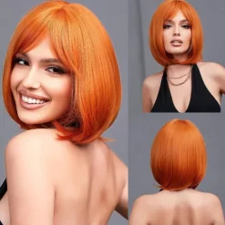 Blonde Bob Wig with Bangs 13 Short Bob Wigs for Women Short Blonde Wig with Dark Roots Heat Resistant Synthetic Wig Natural Looking for Daily Use Party and Cosplay