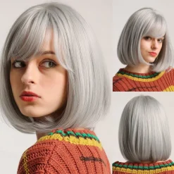 Blonde Bob Wig with Bangs 13 Short Bob Wigs for Women Short Blonde Wig with Dark Roots Heat Resistant Synthetic Wig Natural Looking for Daily Use Party and Cosplay