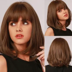 Blonde Bob Wig with Bangs 13 Short Bob Wigs for Women Short Blonde Wig with Dark Roots Heat Resistant Synthetic Wig Natural Looking for Daily Use Party and Cosplay