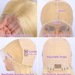 Blonde Bob Wigs Human Hair 613 Blonde Bob Wig 13x4 HD Transparent Lace Front Bob Wigs For Women Pre Plucked With Baby Hair Glueless Short Straight Cut Bob Wig 10 Inch