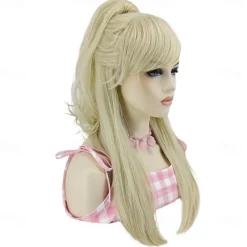 Blonde Wig for Women with Ponytail Long Blonde Wigs for Women Girls Long Blonde Hair Wigs for Party Halloween Wigs