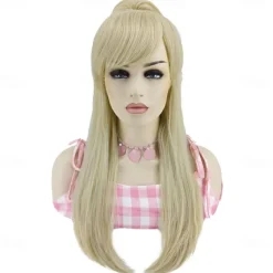 Blonde Wig for Women with Ponytail Long Blonde Wigs for Women Girls Long Blonde Hair Wigs for Party Halloween Wigs