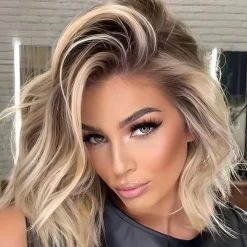 Blonde Wigs for Women Synthetic Wig Curly Asymmetrical Wig Blonde Short Blonde Synthetic Hair 14 Inch Women's Fluffy Blonde