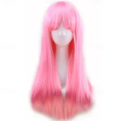 Blonde Wigs for Women Synthetic Wig Straight Kinky Straight Asymmetrical Wig Long Light Blonde/ Light Brown /Brown /Pink Natural Black Synthetic Hair Halloween Wigs