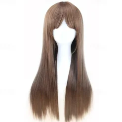 Blonde Wigs for Women Synthetic Wig Straight Kinky Straight Asymmetrical Wig Long Light Blonde/ Light Brown /Brown /Pink Natural Black Synthetic Hair Halloween Wigs