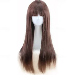 Blonde Wigs for Women Synthetic Wig Straight Kinky Straight Asymmetrical Wig Long Light Blonde/ Light Brown /Brown /Pink Natural Black Synthetic Hair Halloween Wigs