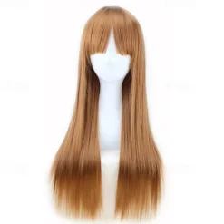 Blonde Wigs for Women Synthetic Wig Straight Kinky Straight Asymmetrical Wig Long Light Blonde/ Light Brown /Brown /Pink Natural Black Synthetic Hair Halloween Wigs