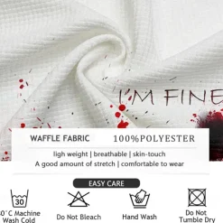 Blood stains I'm Fine Vacation Sports Fashion Men's 3D Print T shirt Tee Party Street Sports Outdoor T shirt Red & White Short Sleeve Crew Neck Shirt Summer Spring Clothing Apparel S M L XL 2XL 3XL