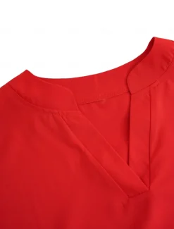 Blouse Dressy Tops Women's Black White Yellow Solid / Plain Color Sexy Daily Elegant V Neck Regular Fit S