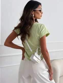 Blouse Women's Black Yellow Light Green Solid / Plain Color Knitting Daily Elegant Round Neck Regular Fit S