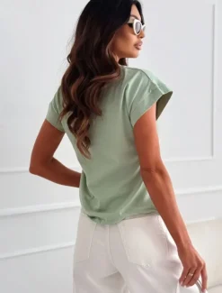 Blouse Women's Black Yellow Light Green Solid / Plain Color Knitting Daily Elegant Round Neck Regular Fit S