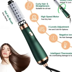 Blow Dryer with Comb Hair Dryer Comb Hot Air Curling For Hair Roller Ionic Hair Straightening Brush Quick Professional Brush Dry Hair Curler Curling Iron