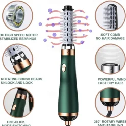 Blow Dryer with Comb Hair Dryer Comb Hot Air Curling For Hair Roller Ionic Hair Straightening Brush Quick Professional Brush Dry Hair Curler Curling Iron