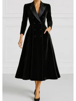 Blue Black Green A-Line Blazer Mother of the Bride Dress Fall Wedding Elegant Lapel Ankle Length Velvet Long Sleeve with Appliques 2025