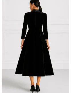 Blue Black Green A-Line Blazer Mother of the Bride Dress Fall Wedding Elegant Lapel Ankle Length Velvet Long Sleeve with Appliques 2025