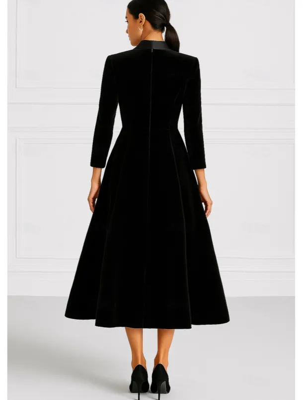 Blue Black Green A-Line Blazer Mother of the Bride Dress Fall Wedding Elegant Lapel Ankle Length Velvet Long Sleeve with Appliques 2025