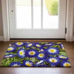 Blue Flower Doormat Kitchen Mat Floor Mat Non-Slip Area Rug Oil Proof Rug Indoor Outdoor Mat Bedroom Decor Bathroom Mat Entrance Rug Spring Summer