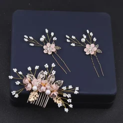 Blue Sweet Flowers Small Beads Flower Hair Accessories Hair Comb Hair Insert Bridal Headdress Dress Dress Accessories