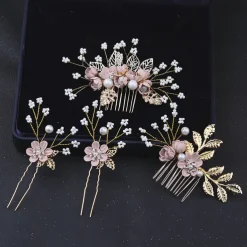 Blue Sweet Flowers Small Beads Flower Hair Accessories Hair Comb Hair Insert Bridal Headdress Dress Dress Accessories