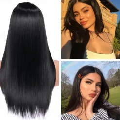 Blue Wigs for Women Synthetic Wig Natural Straight Middle Part Wig Medium Length A15 A16 A17 A18 A19 Synthetic Hair Cosplay Party Fashion Blue White Halloween Wigs