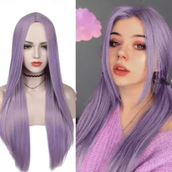 Blue Wigs for Women Synthetic Wig Natural Straight Middle Part Wig Medium Length A15 A16 A17 A18 A19 Synthetic Hair Cosplay Party Fashion Blue White Halloween Wigs