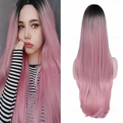 Blue Wigs for Women Synthetic Wig Natural Straight Middle Part Wig Medium Length A15 A16 A17 A18 A19 Synthetic Hair Cosplay Party Fashion Blue White Halloween Wigs