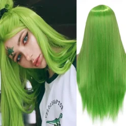 Blue Wigs for Women Synthetic Wig Natural Straight Middle Part Wig Medium Length A15 A16 A17 A18 A19 Synthetic Hair Cosplay Party Fashion Blue White Halloween Wigs