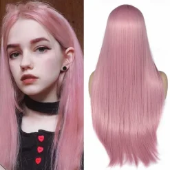 Blue Wigs for Women Synthetic Wig Natural Straight Middle Part Wig Medium Length A15 A16 A17 A18 A19 Synthetic Hair Cosplay Party Fashion Blue White Halloween Wigs