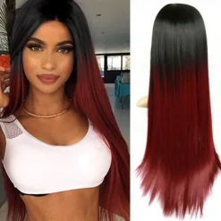 Blue Wigs for Women Synthetic Wig Natural Straight Middle Part Wig Medium Length A15 A16 A17 A18 A19 Synthetic Hair Cosplay Party Fashion Blue White Halloween Wigs