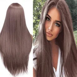 Blue Wigs for Women Synthetic Wig Natural Straight Middle Part Wig Medium Length A15 A16 A17 A18 A19 Synthetic Hair Cosplay Party Fashion Blue White Halloween Wigs