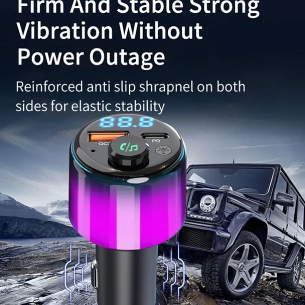 Bluetooth 5.3 FM Transmitter for Car PD 30W+QC 3.0 Dual-Port Fast Car Charger Wireless FM Radio Bluetooth Car Adapter with Hands-Free Calling