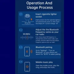 Bluetooth 5.3 FM Transmitter for Car PD 30W+QC 3.0 Dual-Port Fast Car Charger Wireless FM Radio Bluetooth Car Adapter with Hands-Free Calling