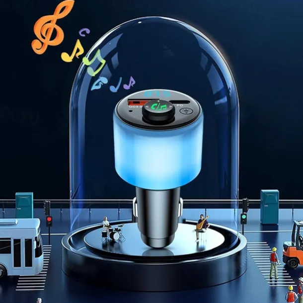 Bluetooth 5.3 FM Transmitter for Car PD 30W+QC 3.0 Dual-Port Fast Car Charger Wireless FM Radio Bluetooth Car Adapter with Hands-Free Calling