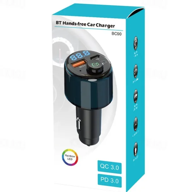 Bluetooth 5.3 FM Transmitter for Car PD 30W+QC 3.0 Dual-Port Fast Car Charger Wireless FM Radio Bluetooth Car Adapter with Hands-Free Calling